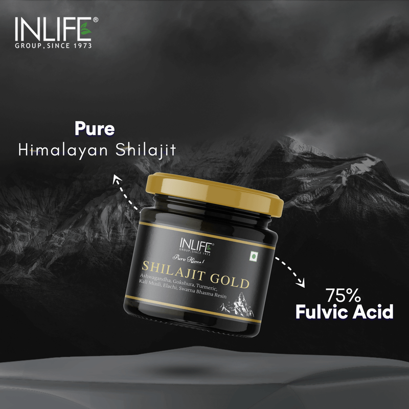 Inlife | Pure Himalaya Shilajit met Bashma – Goud, Energie & Celherstel